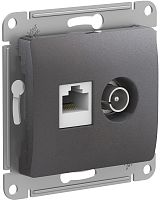 Розетка RJ45+TV Оконечная без рамки Systeme Electric Glossa 2-м. графит картинка